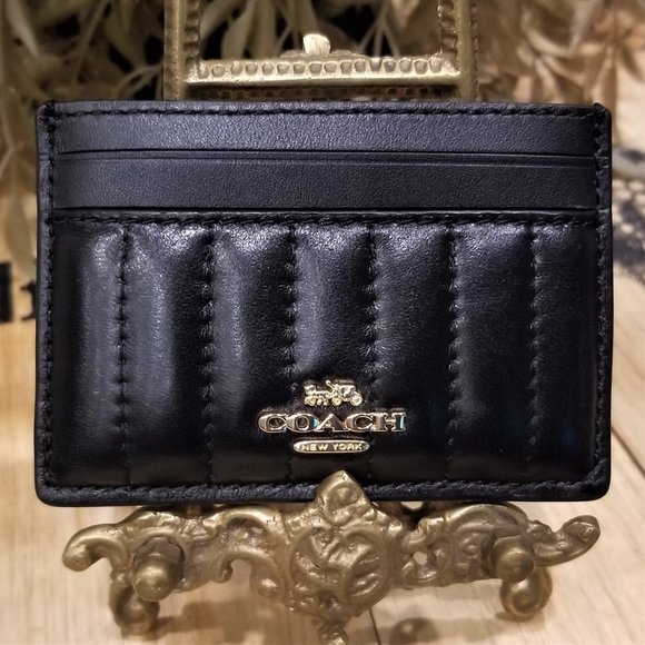 Coach Bags New Nappa Leather Coach Card Case With Linear Quilting